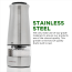 Ovente Electric Salt and Pepper Grinder with Premium Stainless Steel and One Touch Operation Button, 2 in 1 Grinder for Easy and Fast Grinding with 6 AAA Batteries Operated, Silver (SPD121S)