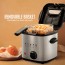 Ovente Electric Deep Fryer 1.5 Liter, 800W Power with Removable Basket & Cool-Touch Handle, Odor Filter Lid, Compact and Easy-to-Store Fryer, Silver FDM1501BR 
