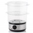 Ovente Electric Food Steamer Two Tiers Stainless Steel Base with 2 BPA-Free Containers and Time Control, 5 Quart Capacity, Healthy and Convenient Choice for Children and Seniors, Silver (FS62S)