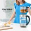 Ovente Electric Glass Hot Water Kettle 1.7 Liter Blue LED Light Borosilicate Glass with ProntoFill Technology the Easy Fill Solution, Bonus of Portable Reusable Pour Teapot Infuser Perfect for Tea