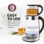 Ovente 1.7 Liter, BPA-Free Electric Glass Hot Water Kettle with Stainless-Steel Infuser and ProntoFill Technology, Teapot Infuser Perfect for Tea  (KG733S+FGK27B)