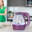Ovente Electric Kettle, 1.5L, 1100W, BPA-Free, Heat-Tempered Borosilicate Glass, Stainless Steel, Auto Shut-Off & Boil-Dry Protection, Blue LED Lights (KG83 Series)