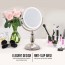 Ovente 7.5" Lighted Tabletop Vanity Makeup Mirror, 1X & 10X Magnifier, Spinning Double Sided Round LED, Dimmable 3 Tone Smart Touch, Auto Shut Off Timer, Nickel Brushed MPT751BR1X10X