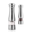 Ovente Electric Salt and Pepper Set with Premium Stainless Steel and Ceramic Blades, Easy to Refill and Store, One-Touch Fast Grinding Button for Seasoning Meat and Dishes, Set of 2, Silver (SPD132S)